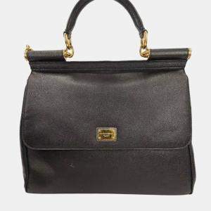 مملوكة مسبقًا Dolce & Gabbana Miss Sicily Black Leather Top Handle Bag