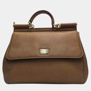 Dolce & Gabbana Sicily Brown Leather Shoulder Bag