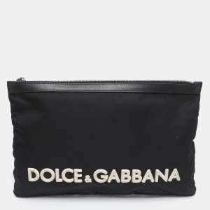 Pre Owned Dolce & Gabbana Black Nylon Logo Pouch