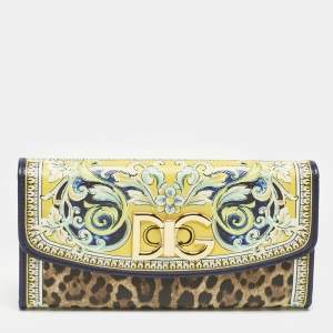 Pre Owned Dolce & Gabbana Multicolor Majolica Print Coated Canvas DG Continental Wallet