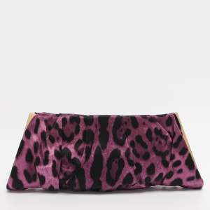 مملوكة مسبقًا حقيبة كلتش دولتشي أند غابانا ميس ليدي ساتان طباعة فهد أرجواني