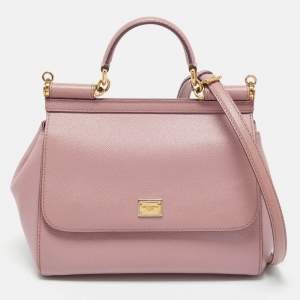 Pre Owned Dolce & Gabbana Lavender Leather Medium Miss Sicily Top Handle Bag
