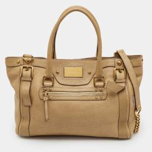 Pre Owned Dolce & Gabbana Beige Leather Miss Easy Way Boston Bag