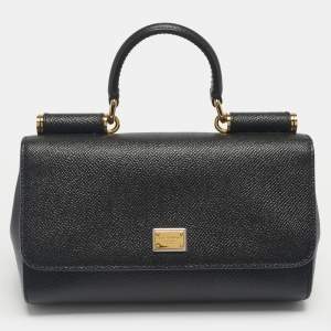 Pre Owned Dolce & Gabbana Black Leather Mini Miss Sicily Top Handle Bag