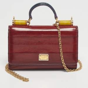 Pre Owned Dolce & Gabbana Multicolor Eel Leather Miss Sicily Von Wallet On Chain