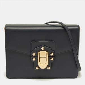 Pre Owned Dolce & Gabbana Dark Blue Leather Lucia Shoulder Bag
