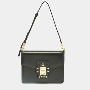 Pre Owned Dolce & Gabbana Black Leather Lucia Shoulder Bag