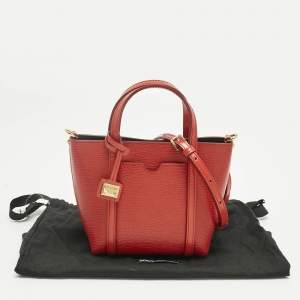 Pre Owned Dolce & Gabbana Red Leather Mini Escape Shopper Tote