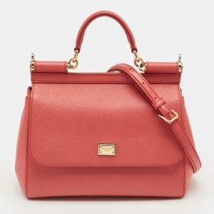 Pre Owned حقيبة دولتشي أند غابانا ميس سيسيلي متوسطة يد علوية جلد أحمر