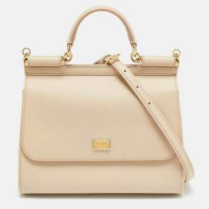 مملوكة مسبقًا Dolce & Gabbana Miss Sicily Medium Beige Leather Top Handle Bag