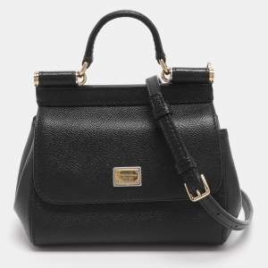 مملوكة مسبقًا Dolce & Gabbana Miss Sicily Mini Black Leather Top Handle Bag