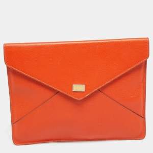 Pre Owned حقيبة دولتشي أند غابانا جلد برتقالي ظرفية