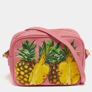 مملوكة مسبقًا Dolce & Gabbana Glam Pink Pineapple Print Leather Crossbody Bag