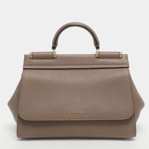 Pre Owned حقيبة دولتشي أند غابانا سيسيلي جلد بيج بيد علوية