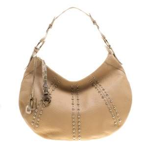 Dolce & Gabbana Beige Leather and Snakeskin Hobo