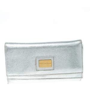 Dolce & Gabbana Silver Leather Continental Wallet