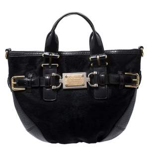 Dolce & Gabbana Black Calfhair and Leather Miss Mary Hobo