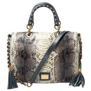 مملوكة مسبقًا Dolce & Gabbana Beige/Grey Python Miss Charles Tote