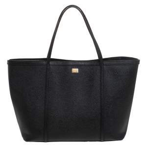 مملوكة مسبقًا Dolce & Gabbana Black Leather Miss Escape Shopper Totes