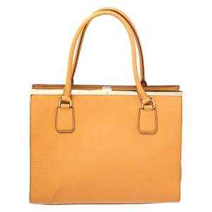 مملوكة مسبقًا Dolce & Gabbana Orange Dauphine Leather Frame Tote