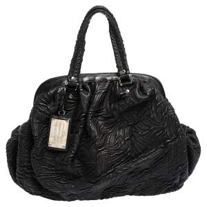 Pre Owned Dolce & Gabbana Black Leather Miss Curly Satchel 