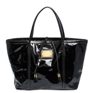 مملوكة مسبقًا Dolce & Gabbana Black Patent Leather Miss Escape Tote