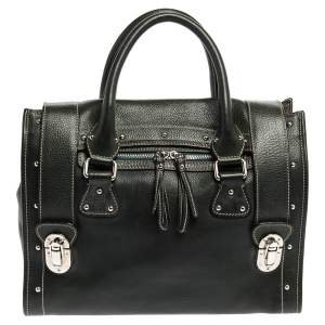 مملوكة مسبقًا Dolce & Gabbana Dark Green Leather Miss Express Tote