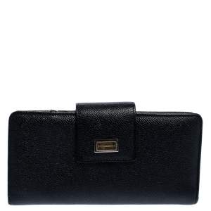 Dolce & Gabbana Black Leather Continental Wallet