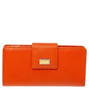 Dolce & Gabbana Orange Leather Continental Wallet