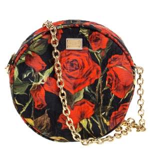 Pre Owned Dolce & Gabbana Floral Print Fabric Miss Glam Round Shoulder Bag