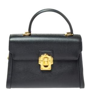 Pre Owned Dolce & Gabbana Black Leather Lucia Top Handle Bag