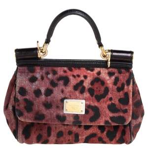 Dolce & Gabbana Red/Black Canvas Small Miss Sicily Top Handle Bag