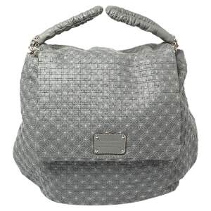 مملوكة مسبقًا Dolce & Gabbana Grey Woven Leather Miss Lexington Bag