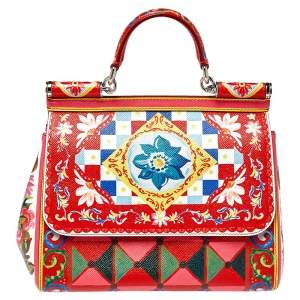 Dolce & Gabbana Multicolor Mambo Print Leather Medium Miss Sicily Top Handle Bag