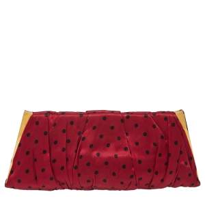 Dolce & Gabbana Red/Black Polka Dot Fabric Frame Clutch