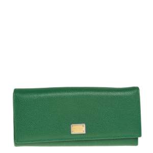 Dolce & Gabbana Green Dauphine Leather Continental Wallet