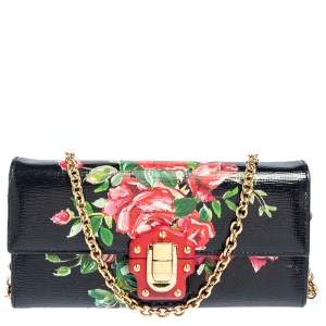 Dolce & Gabbana Multicolor Floral Print Leather Lucia Wallet on Chain