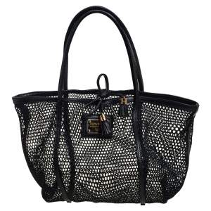 مملوكة مسبقًا Dolce & Gabbana Black PVC Mesh and Leather Open Tote