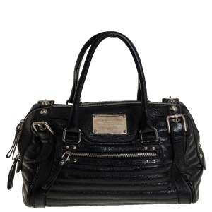 Dolce & Gabbana Black Metallic Leather Miss Easy Way Boston Bag