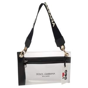 مملوكة مسبقًا Dolce & Gabbana Transparent/Black PVC and Leather Pouch Bag