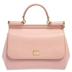 Dolce & Gabbana Pink Leather Medium Miss Sicily Top Handle Bag