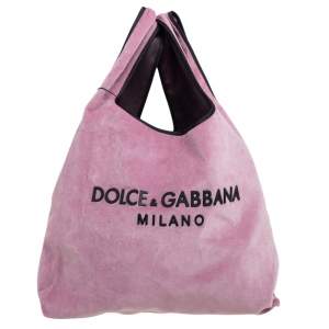 Pre Owned Dolce & Gabbana Old Rose/Black Velvet Market Tote