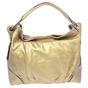 Dolce & Gabbana Metallic Yellow Leather Miss Brooke Hobo