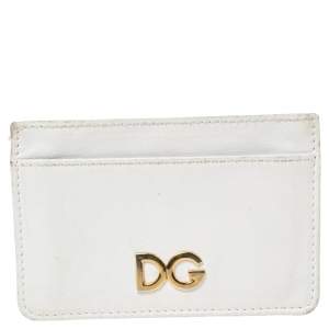 Dolce & Gabbana White Leather Logo Card Holder