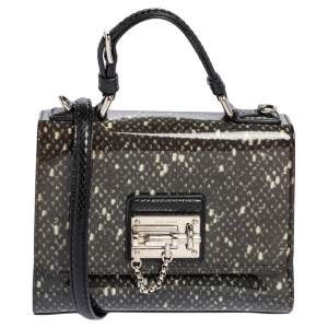 Dolce & Gabbana Black Printed PVC and Snakeskin Small Miss Monica Top Handle Bag