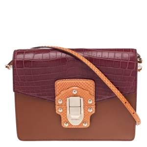 مملوكة مسبقًا Dolce & Gabbana Multicolor Crocodile Leather And Python Lucia Shoulder Bag