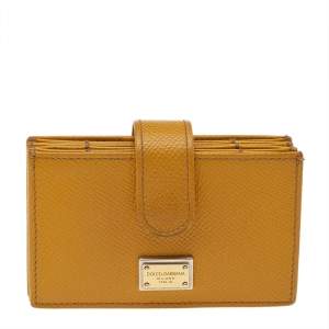 Dolce & Gabbana Yellow Leather Gusset Card Holder