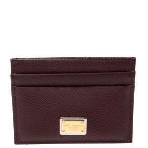 Dolce and Gabbana Burgundy Leather Card Holder
