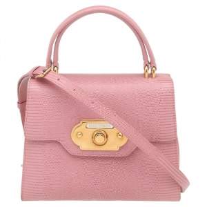 مملوكة مسبقًا Dolce & Gabbana Pink Lizard Embossed Leather Welcome Top Handle Bag