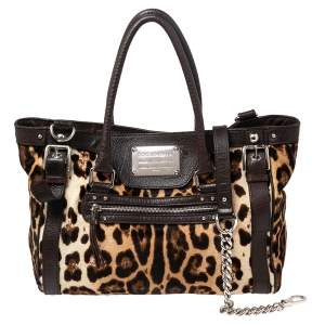 Dolce & Gabbana Brown Animal Print Calf Hair and Leather Miss Easy Way Tote